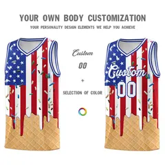 American Flag Ice Cream Element Pattern Basketball Kits 3