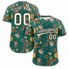 Aqua 3D Graffiti Pattern Baseball Jersey