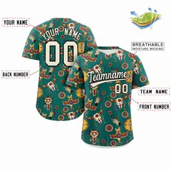 Aqua 3D Graffiti Pattern Baseball Jersey 2