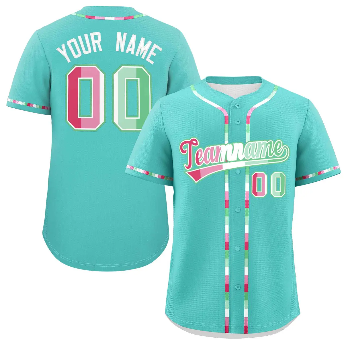 Aqua Abrosexual Pride Month Baseball Jersey