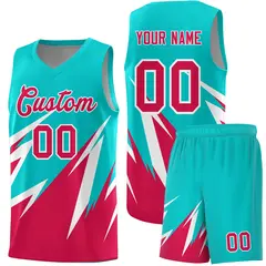 Aqua Abstract Mountain Pattern Basketball Jersey