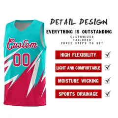 Aqua Abstract Mountain Pattern Basketball Jersey 2