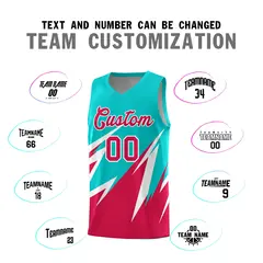 Aqua Abstract Mountain Pattern Basketball Jersey 3