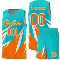 Aqua Abstract Mountain Pattern Basketball Jersey