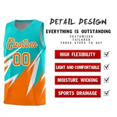 Aqua Abstract Mountain Pattern Basketball Jersey 2