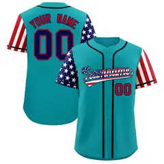 Aqua American Flag Design Baseball Jersey