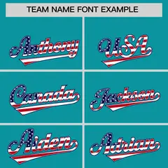 Aqua American Flag Design Baseball Jersey 3