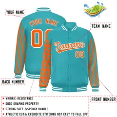 Aqua American Flag Varsity Full-Snap Raglan Letterman Bomber Jacket 2