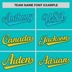 Aqua Aqua-Gold Gradient Side Baseball Jersey 3