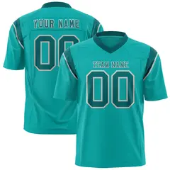 Aqua Aqua Shoulder Cut Two-Tone Flag Football Jersey 1