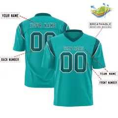 Aqua Aqua Shoulder Cut Two-Tone Flag Football Jersey 2