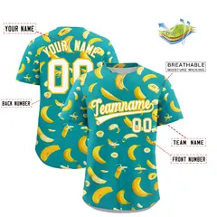 Aqua Banana Graffiti Pattern Fashion Baseball Jersey 2