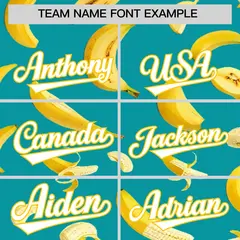 Aqua Banana Graffiti Pattern Fashion Baseball Jersey 4