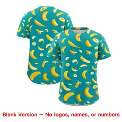 Aqua Banana Graffiti Pattern Fashion Baseball Jersey 7