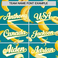 Aqua Banana Graffiti Pattern Fashion Baseball Jersey 4