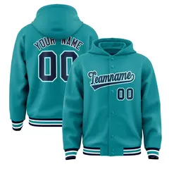 Aqua Black-Aqua Varsity Letterman Classic Hoodie Jacket 1