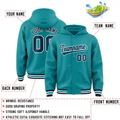 Aqua Black-Aqua Varsity Letterman Classic Hoodie Jacket 4
