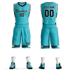 Aqua Black Classic Mesh Basketball Jersey