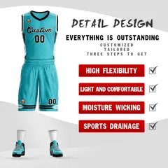 Aqua Black Classic Mesh Basketball Jersey 2