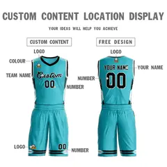 Aqua Black Classic Mesh Basketball Jersey 3