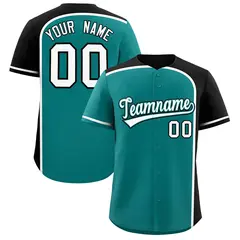 Aqua Black Color Block Authentic Baseball Jersey