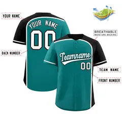 Aqua Black Color Block Authentic Baseball Jersey 2