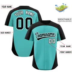 Aqua Black Edge Color Block Authentic Baseball Jersey 2
