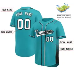 Aqua Black Gradient Side Authentic Baseball Jersey 2