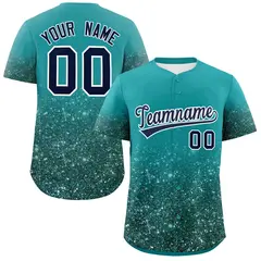 Aqua Black Gradient Sparkle-Effect Authentic Baseball Jersey