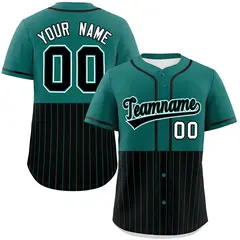 Aqua Black Half Stripe Authentic Baseball Jersey 1