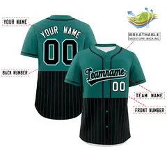 Aqua Black Half Stripe Authentic Baseball Jersey 2