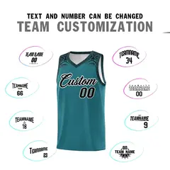 Aqua Black Indians Print Sports Basketball Uniform Jersey 4