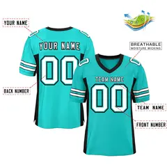 Aqua Black Insert Color Mesh Authentic Football Jersey 2