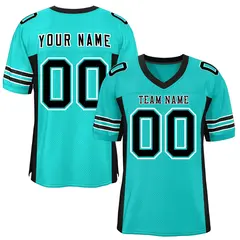 Aqua Black Insert Color Mesh Authentic Football Jersey 1