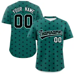 Aqua Black Polka Dot Graffiti Authentic Baseball Jersey 1