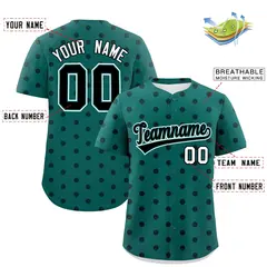 Aqua Black Polka Dot Graffiti Authentic Baseball Jersey 2