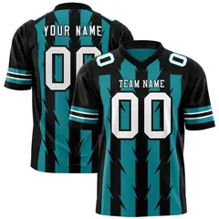 Aqua Black Razr Stripe Graffiti Pattern Flag Football Jersey 1