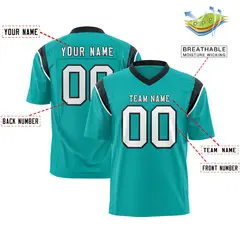 Aqua Black Shoulder Cut Two-Tone Flag Football Jersey 2
