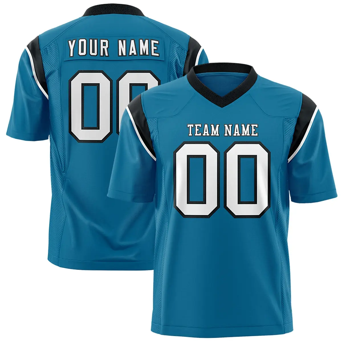 Aqua Black Shoulder Cut Two-Tone Flag Football Jersey