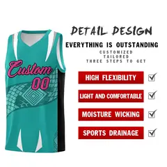 Aqua Black Snake Scale Venomous Fang Graffiti Basketball Jersey 2