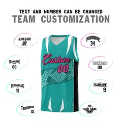 Aqua Black Snake Scale Venomous Fang Graffiti Basketball Jersey 4