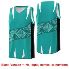 Aqua Black Snake Scale Venomous Fang Graffiti Basketball Jersey 6