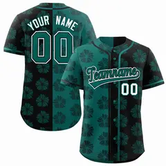 Aqua Black Split Flower Graffiti Authentic Baseball Jersey 1