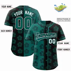 Aqua Black Split Flower Graffiti Authentic Baseball Jersey 2