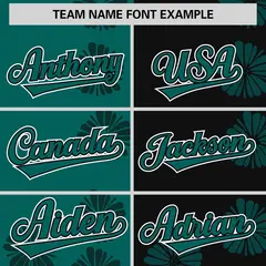 Aqua Black Split Flower Graffiti Authentic Baseball Jersey 3