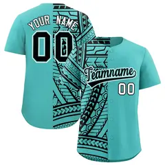 Aqua Black Split Tribal Baseball Jersey