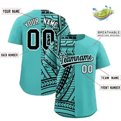 Aqua Black Split Tribal Baseball Jersey 2