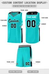 Aqua Black Star Graffiti Pattern Basketball Jersey 2