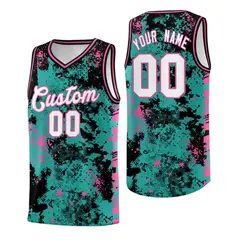Aqua Black Vice Burst Graffiti Basketball Jersey 1