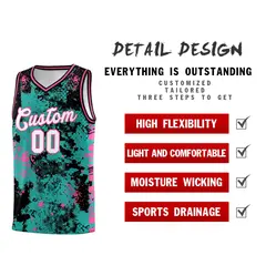 Aqua Black Vice Burst Graffiti Basketball Jersey 2